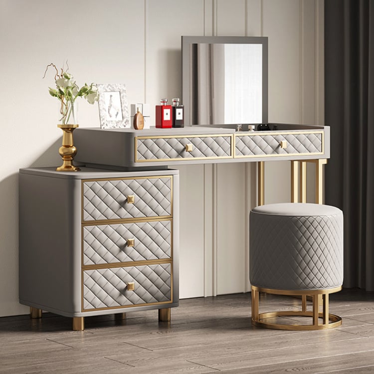 Gray Makeup Vanity Set Flip Top Dressing Table with CabinetHomary Gray Makeup Vanity Set Flip Top Dressing Table with CabinetHomary