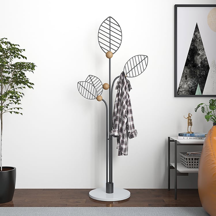 Chic Metal Standing Leaf-Shaped Coat Rack with Hooks｜Homary
