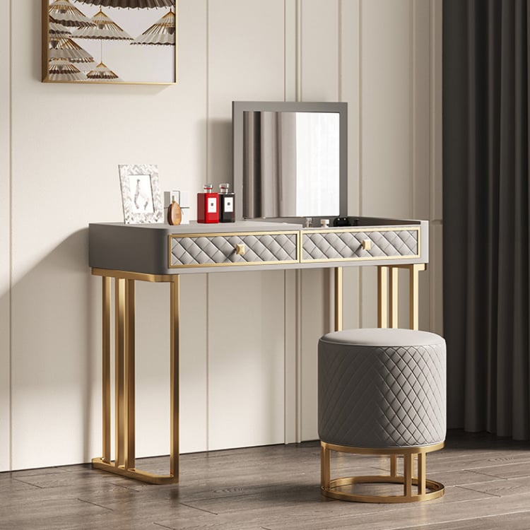 grey marble dressing table Gray Makeup Vanity Set Flip Top Dressing Table Without Cabinet｜Homary