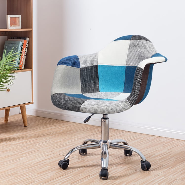 Modern Linen Swivel Office Chair with Arms for Desk Upholstered ...