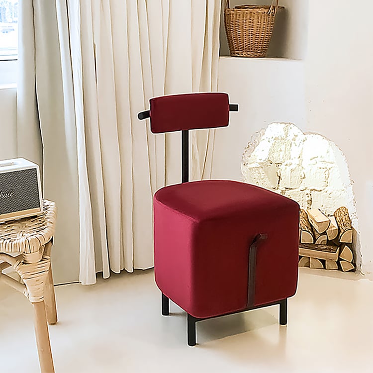 Mid-century Accent Chair Upholstered Velvet Accent Chair in Wine|Homary
