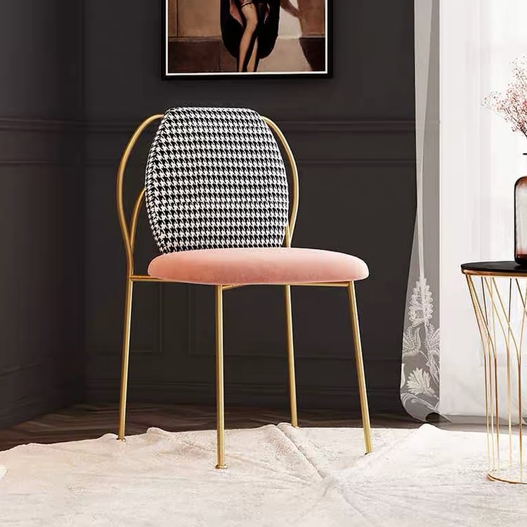 Modern Armless Dining Chair with Gold Metal Legs Side Chair