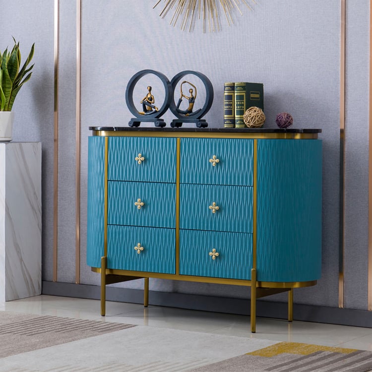 47" Modern Black & Blue Dresser Faux Marble Top Cabinet with 6 Drawers in GoldHomary 47" Modern Black & Blue Dresser Faux Marble Top Cabinet with 6 Drawers in GoldHomary