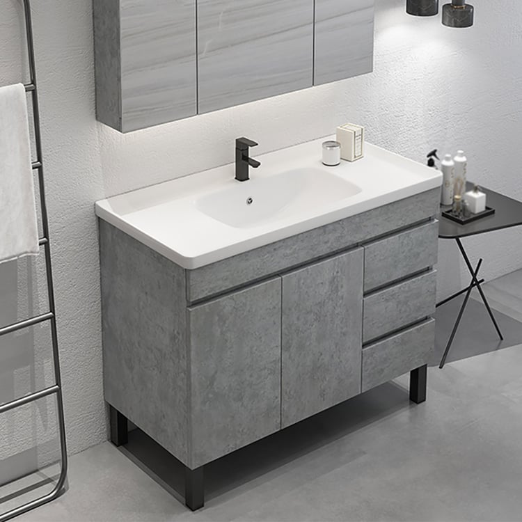 40" Modern Gray Bathroom Vanity Ceramics Single Sink Freestanding with