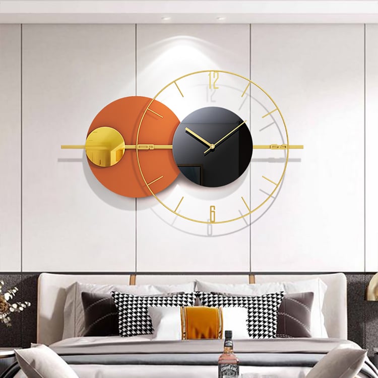 Gold & Black Minimalist Modern Round Design Metal Large Wall Clock ...