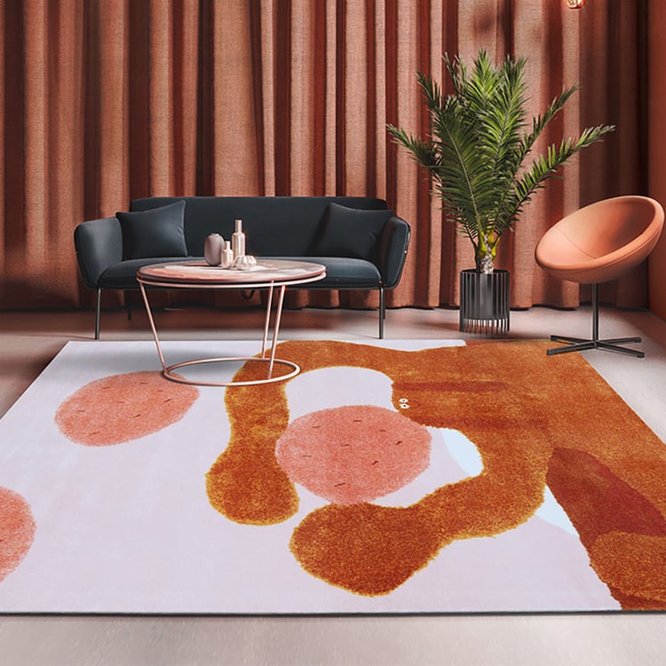 Animals Abstract Rug 9' × 12' Abstract Orange Cartoon Animal Figure Designed Thick Area Rug ...