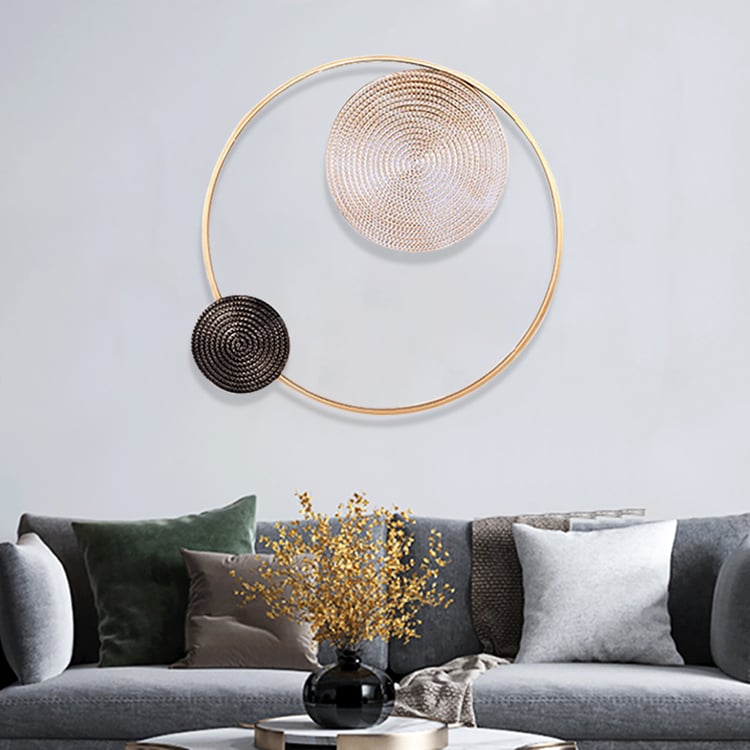 Moderne Geometrische Wanddeko aus Metall für Wohnzimmer & Flur - Weiß & Braun