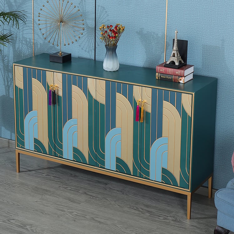 Postmodern & Neo-Chinese Buffet 4-Door 4-Shelf Colored Drawing ...