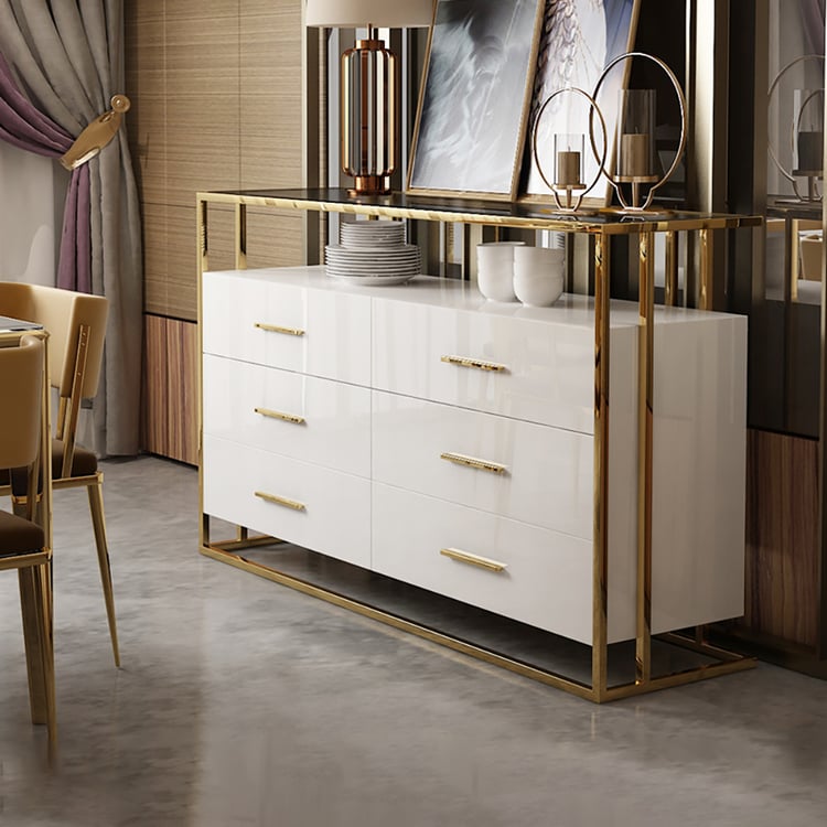 modern white kitchen dresser Amazon.com: MAISONARIA White Curved 6 Drawer Dresser, Modern Long Dresser for Bedroom, Living Room, or Entryway, Push to Open Storage Chest, Minimalist Scandinavian Style, 55" Wide : Home & Kitchen