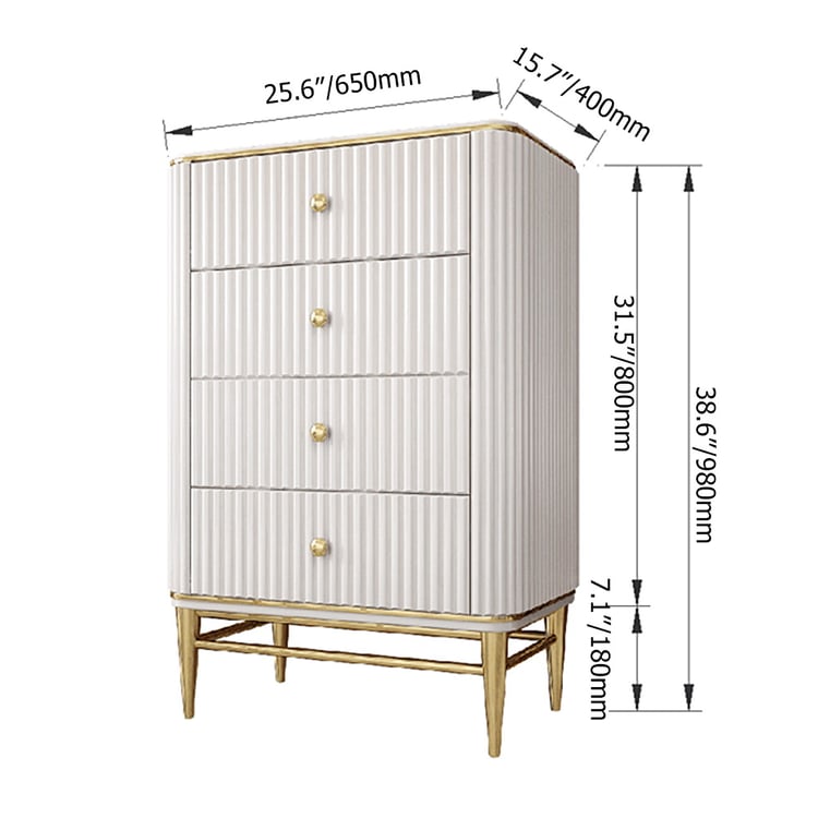 25.6" Chest Light Luxurious Black & Gold 4-Drawer DresserHomary