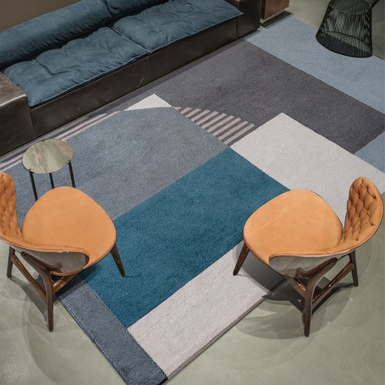 6' x 9' Multipurpose Rectangular Contemporary Blue Area Rug｜Homary