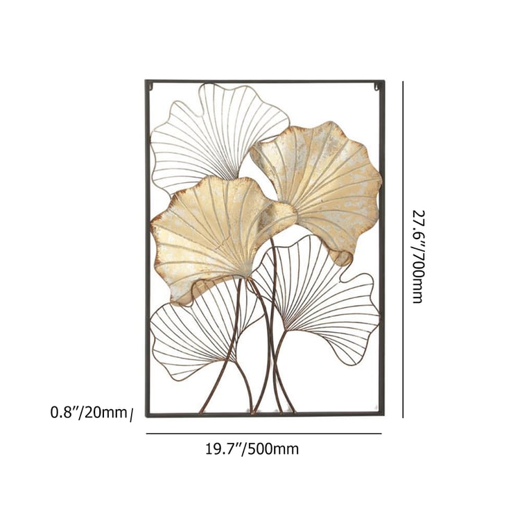 TaLcuS 3D Ginkgo Leaf Wall Art Decor, Handgemaakte Kunst Metalen Ronde