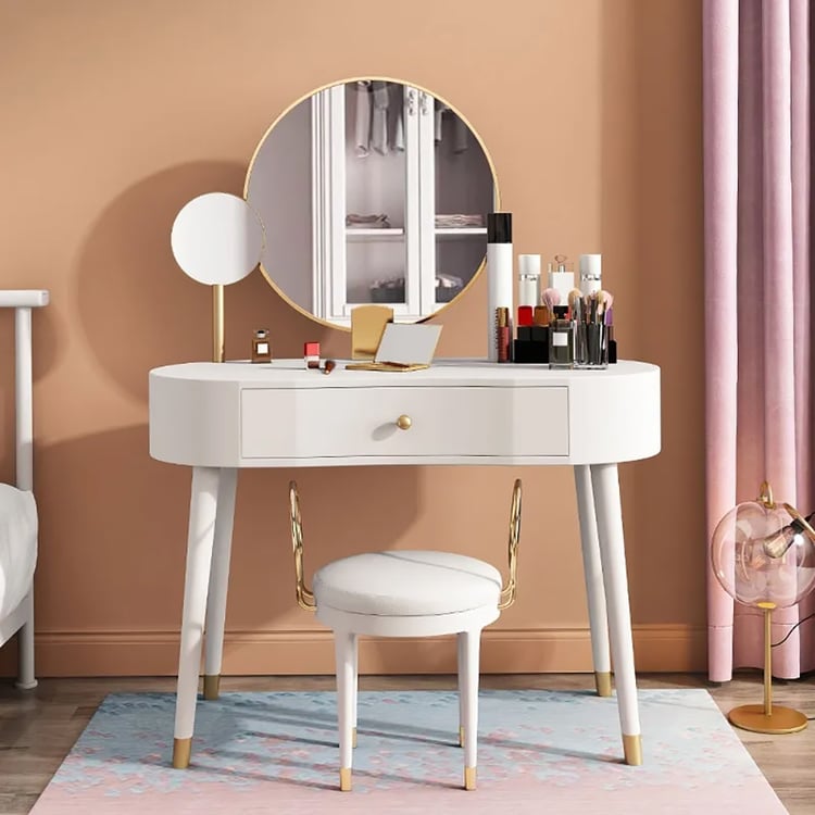 elegant tutu dresses Makeup Vanity Desk Dressing Table and Stool Set with Lighted Mirror main image 1
