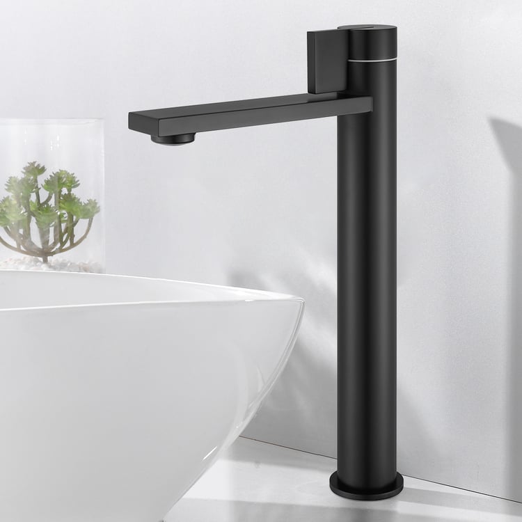 Black Single Hole Bathroom Vessel Sink Faucet Solid Brass｜Homary