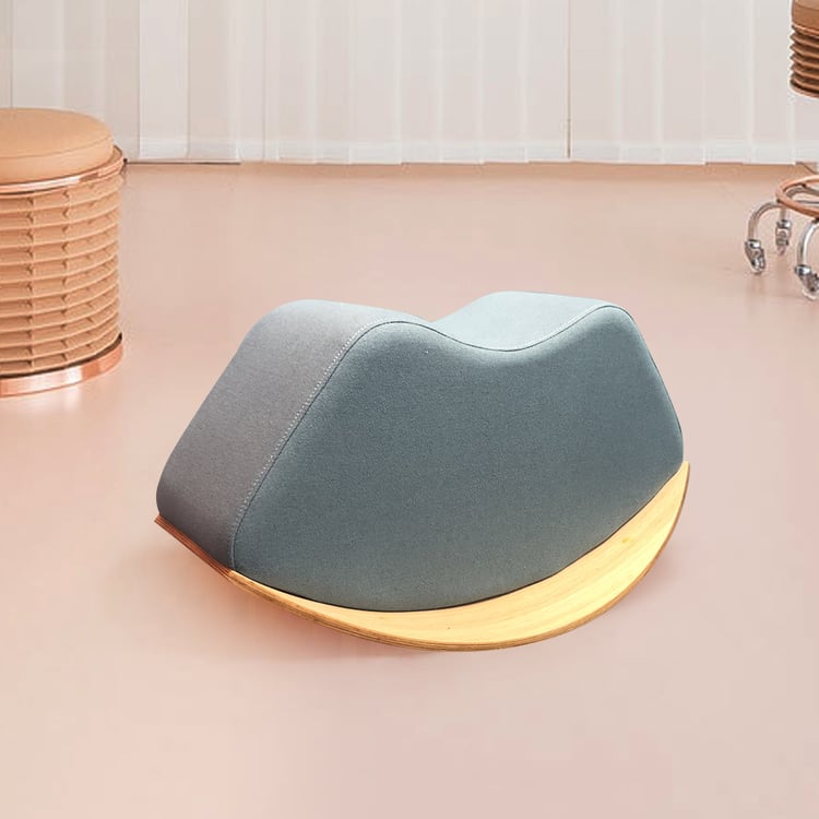 Small Rocking Footstool Mouth-Shape Light Grey Fabric Rocking Footstool with Wide Shelf Base ...
