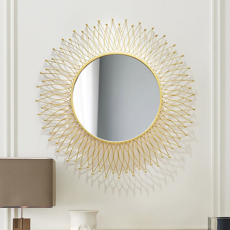 Miroir Rond Mural Doré 60 Cm - Design élégant Et Moderne Pour Salle De Bain, Salon Ou Entrée