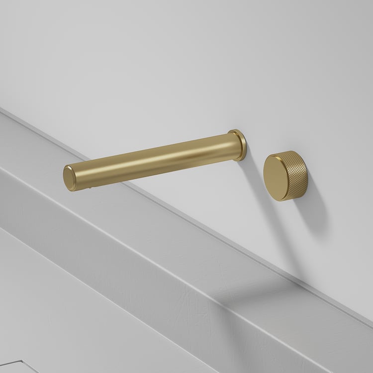 Wall Mounted Bathroom Mixer Tap with Single Knob in Brushed Gold｜Homary UK