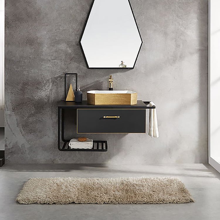 Modway Bryn 24" Wall-Mount Bathroom Vanity - Gray Black Modern Sink Cabinet