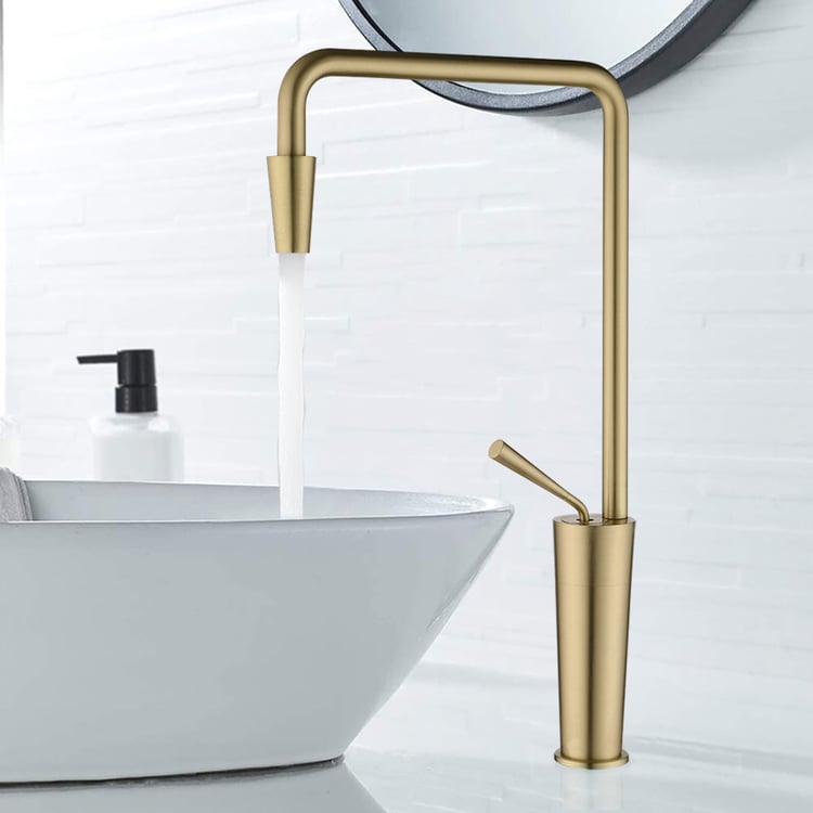 Tront Single Hole Bathroom Vessel Sink Faucet Solid Brass in Brushed ...