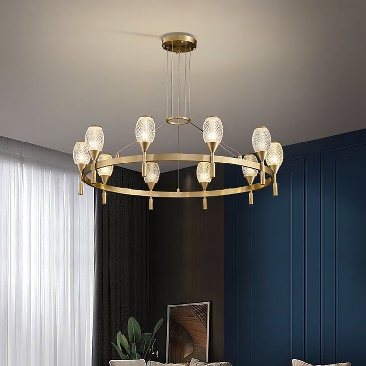 Qazqa Kronleuchter Ricciolo – 10-flammig, Braun, Stahl, 110x60x120 Cm, Dimmbar, Für E14 Leuchtmittel