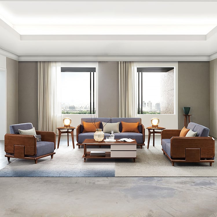 3-Piece Cotton & Linen Living Room Set 3-Seater Sofa and Loveseat and ...