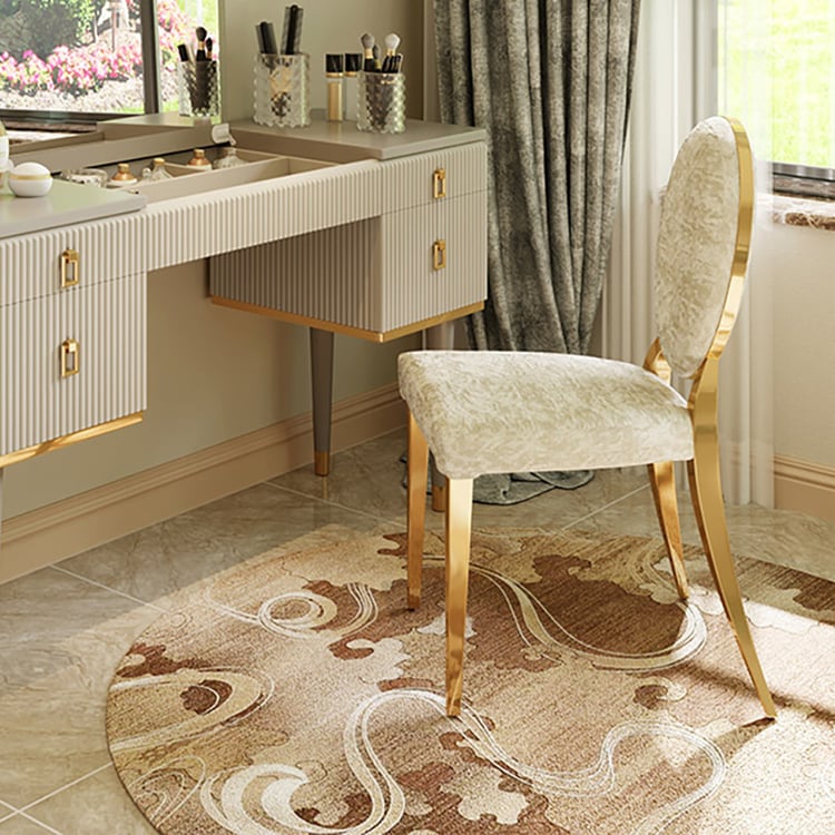 Contemporary Glam Velvet Upholstered Vanity Chair for Bedroom in Beige Homary Contemporary Glam Velvet Upholstered Vanity Chair for Bedroom in Beige Homary