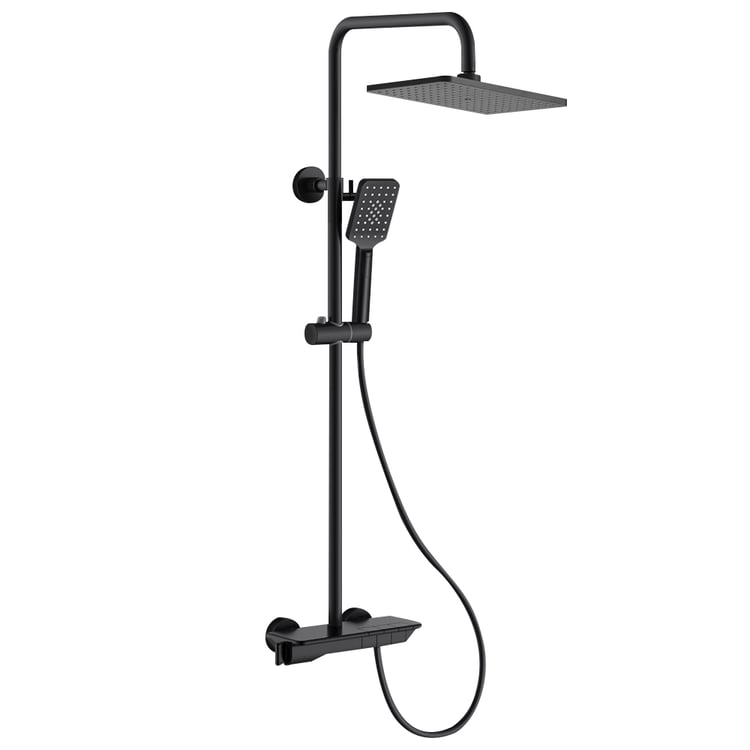 Pomme De Douche Pluie Rectangulaire 40x30 Cm - 192 Buses En Silicone, Inox Noir, Pour Plafond Ou Mur