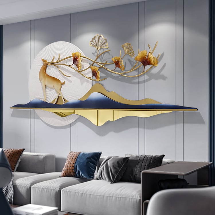 エミリオ・グレコ　摺込みサイン『IMMAGINE D'AMORE』0801N 1400mm Modern Metal Wall Decor with Hollow-Out Ginkgo Leaves