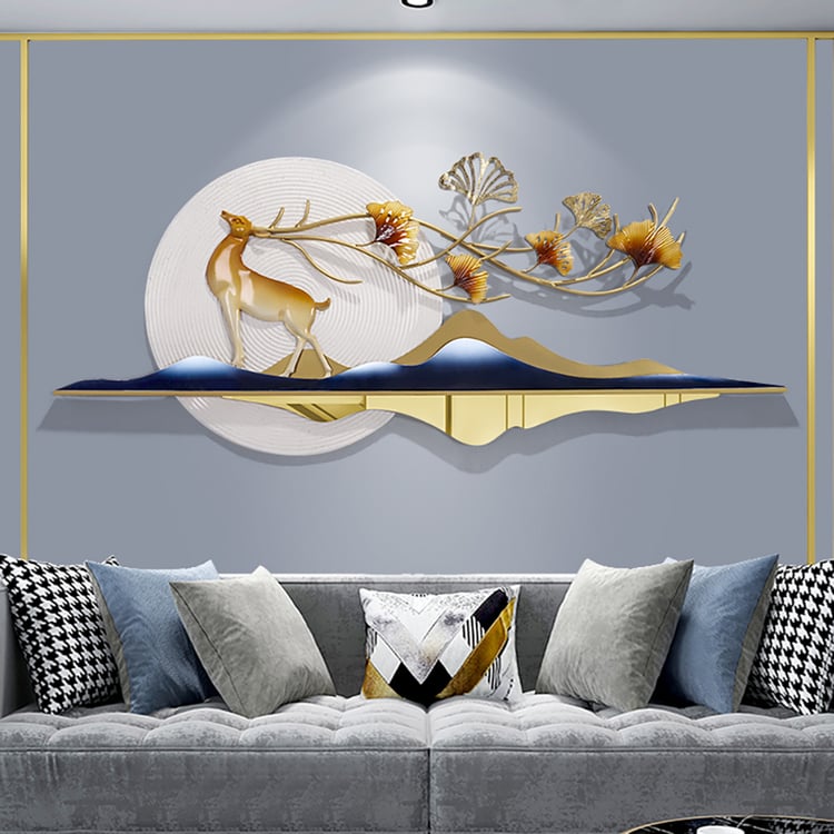 エミリオ・グレコ　摺込みサイン『IMMAGINE D'AMORE』0801N 1400mm Modern Metal Wall Decor with Hollow-Out Ginkgo Leaves