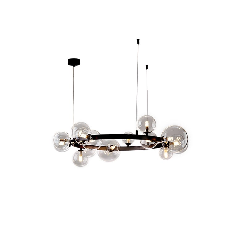 Bubi Modern Black Glass Bubble Chandelier 15-Light for