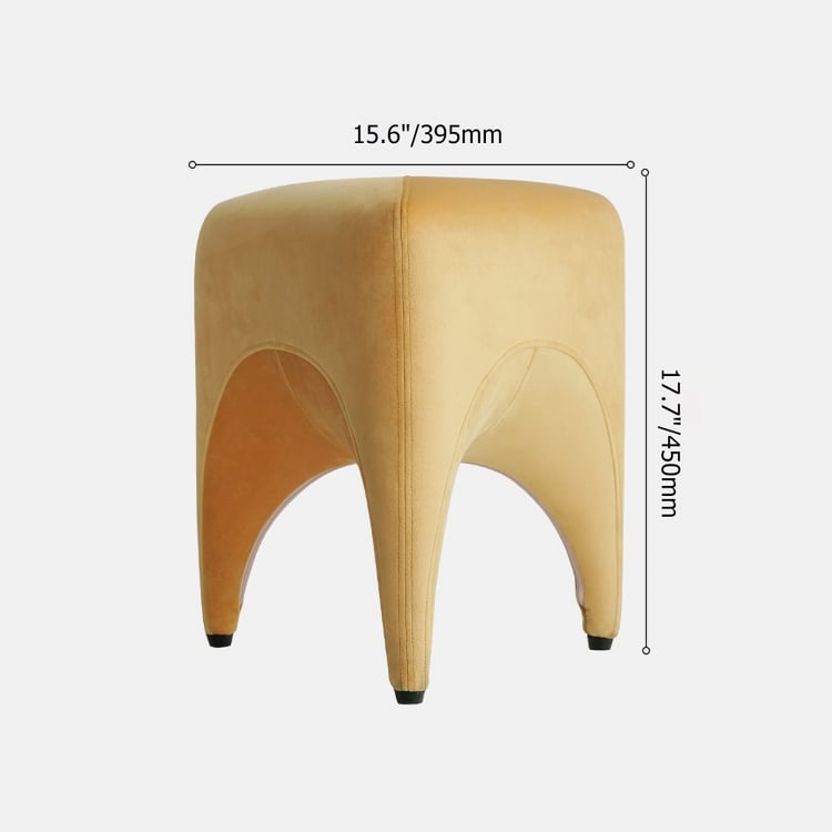 Orange Velvet Upholstered Ottoman Stool Triangle Vanity Stool 1