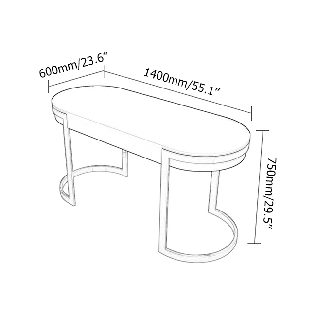 Tamworth Design - Computadora Multiusos Moderno, Latón Blanco Y Antiguo, 43 Pulgadas De Largo X 15.7 Pulgadas De Ancho, 2 Cajones Grandes, Computadora / Cambiador/estudio, Tamaño Adulto