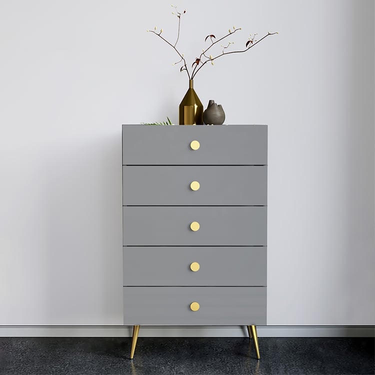 Gray Chest of Drawers Mid-Century 5 Drawer Accent Chest Large｜Homary
