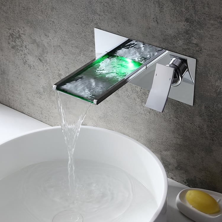 Koko Contemporary LED Wall-Mounted Polished Chrome Brass Waterfall