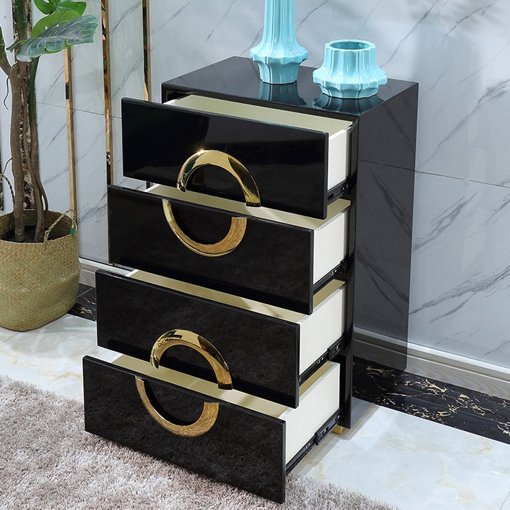 Black & Gold 4-Drawer Accent Chest Dresser Storage Cabinet for Bedroom Homary Black & Gold 4-Drawer Accent Chest Dresser Storage Cabinet for Bedroom Homary