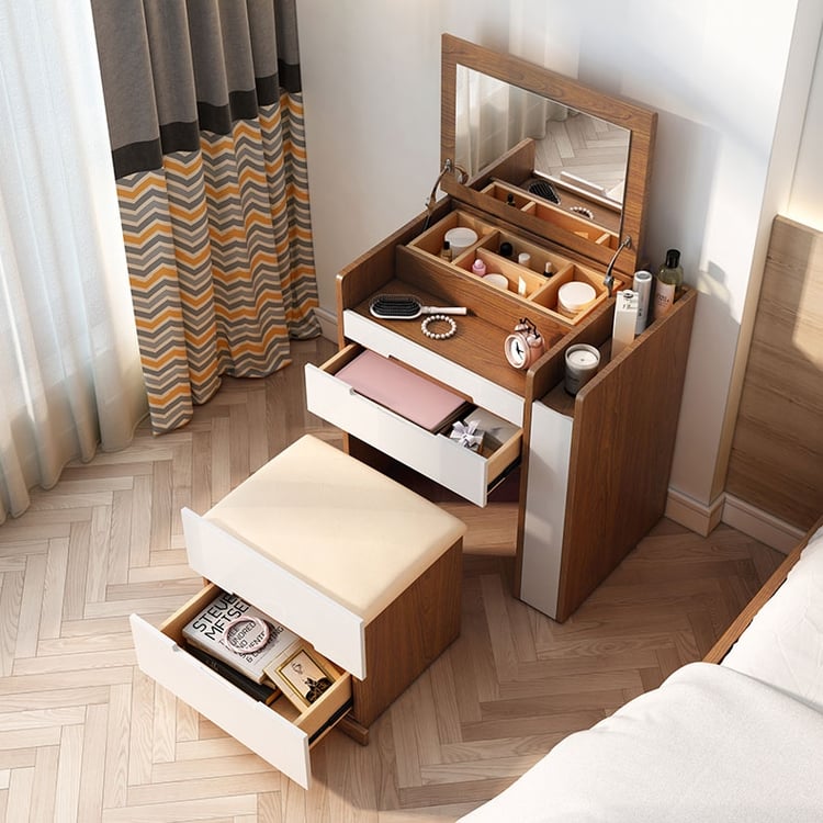 modern wooden dressing table with mirror Amazon.com: Tribesigns Extendable Vanity Desk and Dresser Combo, 78" L  Shaped Vanity Table with Cabinet & 3 Drawers, Wood Dressing Table with 3  Side Shelves for Women & Girls Bedroom (Without Mirror) :