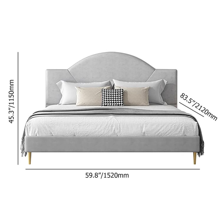 Modern Light Gray Leath-Aire Circular Upholstered Bed with