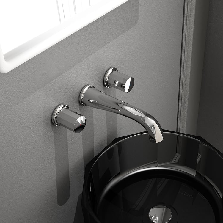 Chrome Wall Mounted Bathroom Basin Tap Solid Brass｜Homary UK