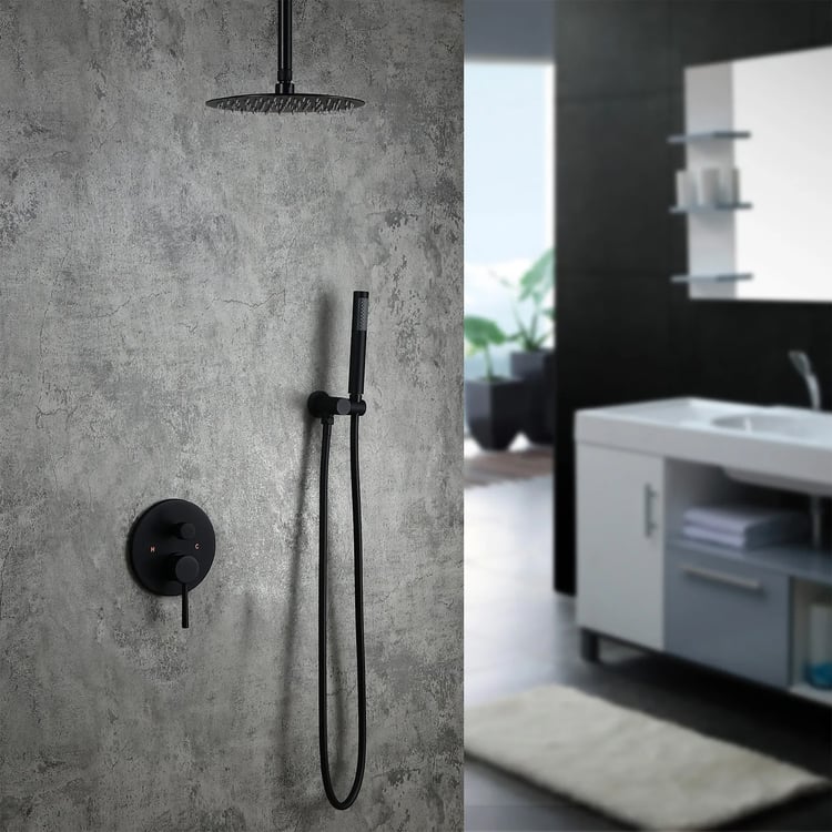 12 Inch Matte Black Rain Shower Head Stainless Steel 12 Inch Matte ...