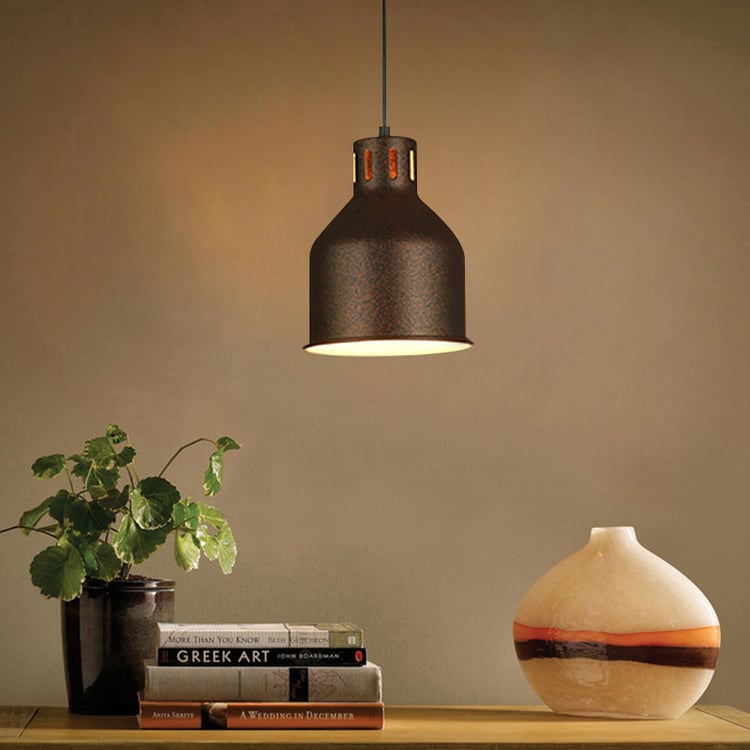 Image showcasing Industrial Loft Metal Single Pendant Light in Distressed Finish｜Homary