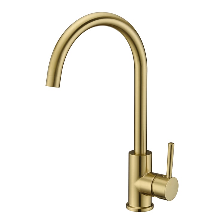 Brushed Gold Kitchen Faucet Single Handle High Arc Kitchen