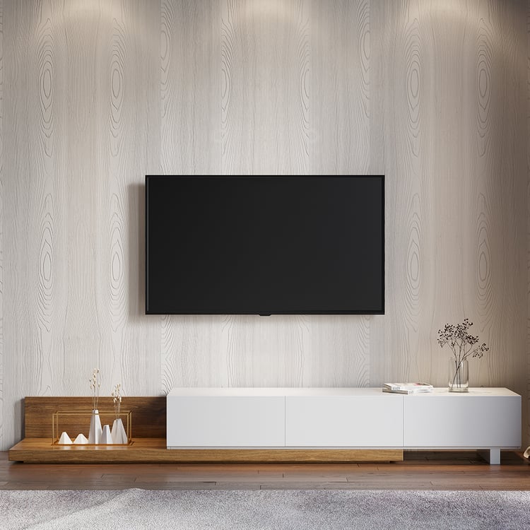 Meuble TV Extensible 140-190 Cm – Blanc Et Bois, 2 Tiroirs, 1 Porte – Design Moderne Pour Salon - 14