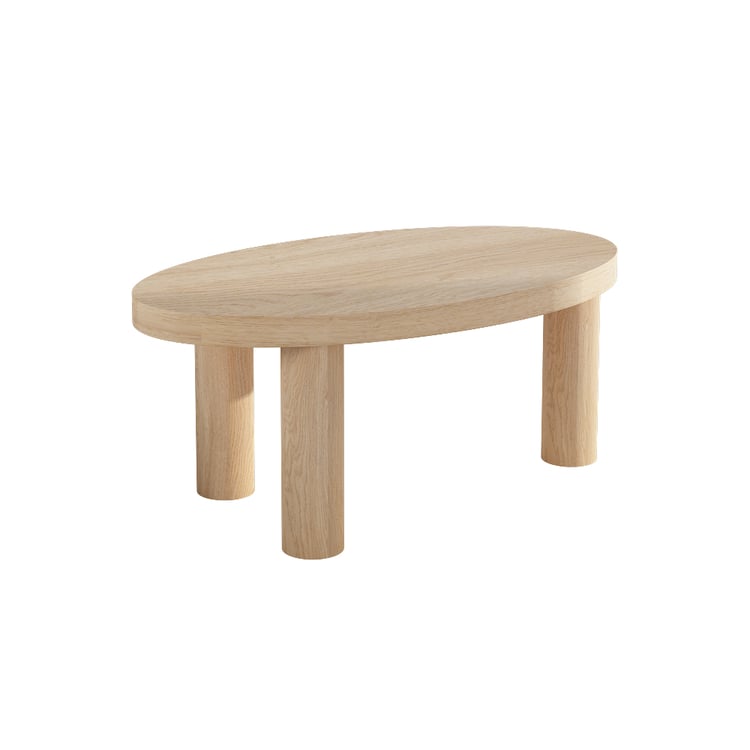 Threeens 900mm Japandi Oval Natural Pine Wood Coffee Table 3