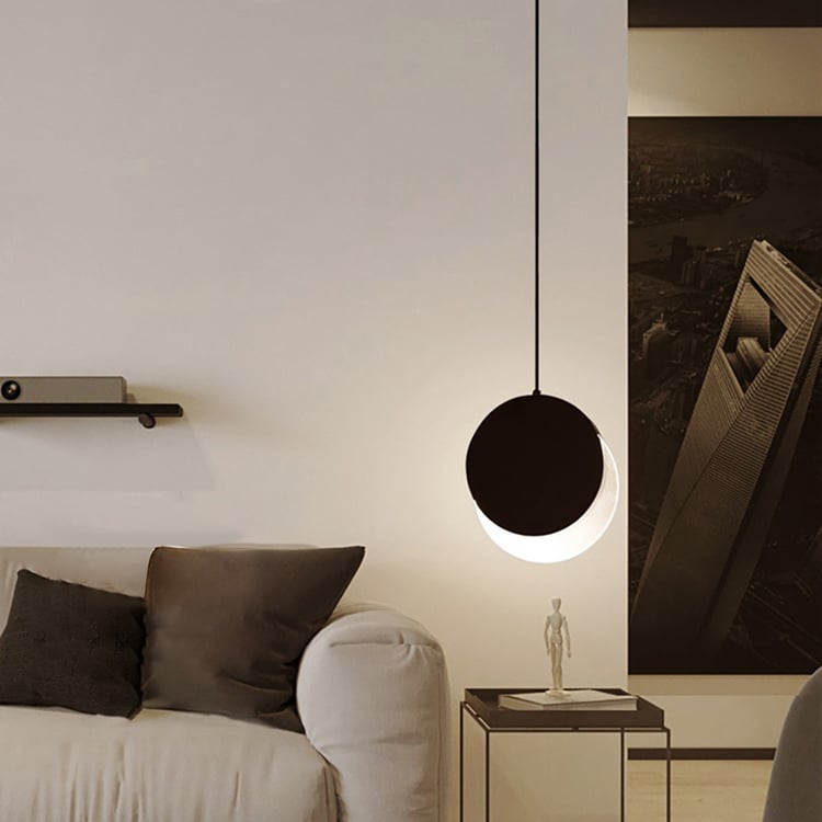 Black Pendant Light Rotatable 1-Light Small Hanging Light Adjustable ...