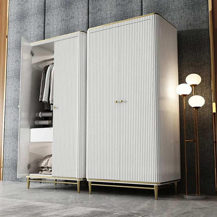 Bline 78,7 „Moderner heller luxuriöser Kleiderschrank mit mehreren Aufbewahrungsmöglichkeiten im weißen Kleiderschrank｜Homary DE