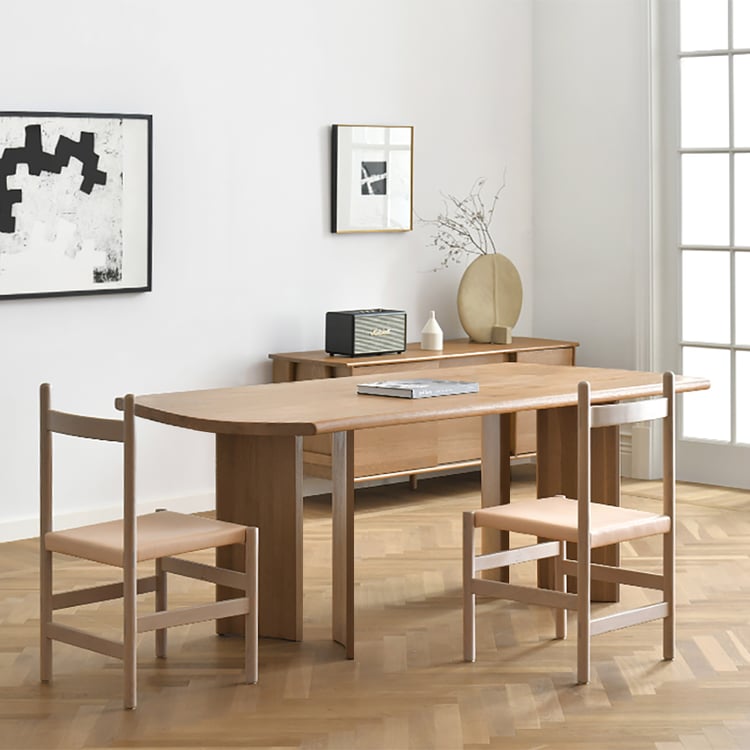 Japandi 1600mm Solid Wood Dining Table Walnut Wooden Tabletop for 6 ...
