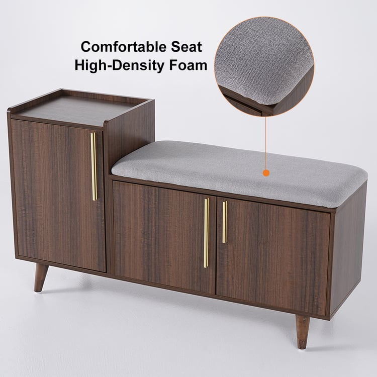 Maison Chic – Banc de rangement à chaussures – Meuble d'entrée 94x20x38cm – Bois massif de noyer – 2 compartiments de rangement