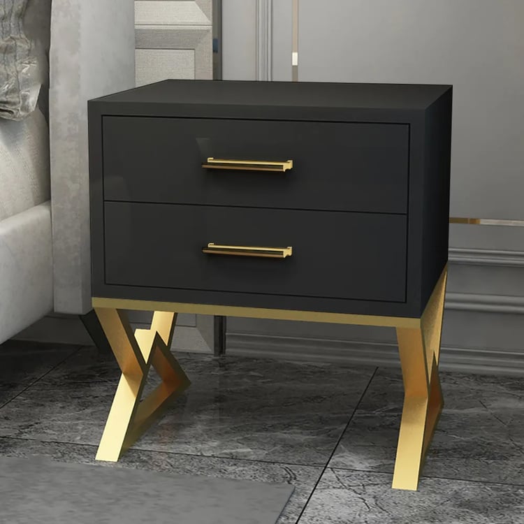 green emerald velvet dress Kendall 2-Drawer Nightstand Black and Gold main image 1