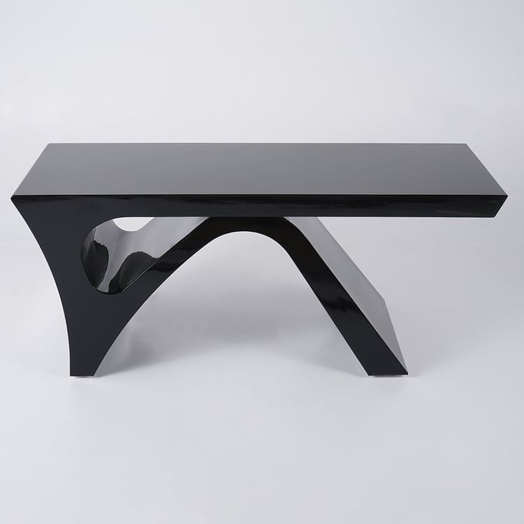 Modern Black Computer Desk Rectangular Office Desk with Pedestal Base 55 Homary