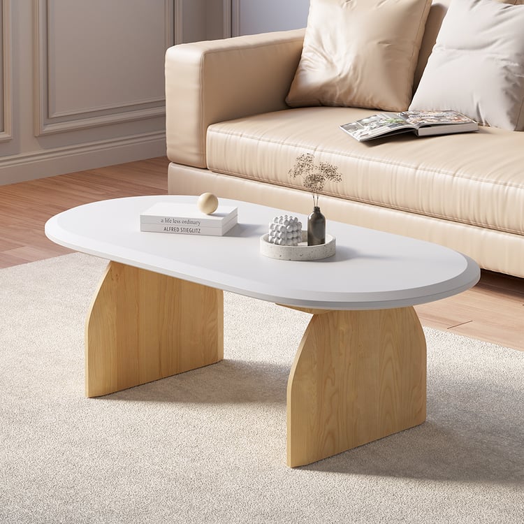 Astrid - lot de 2 tables basses ovales gigogne en acacia teinté noyer